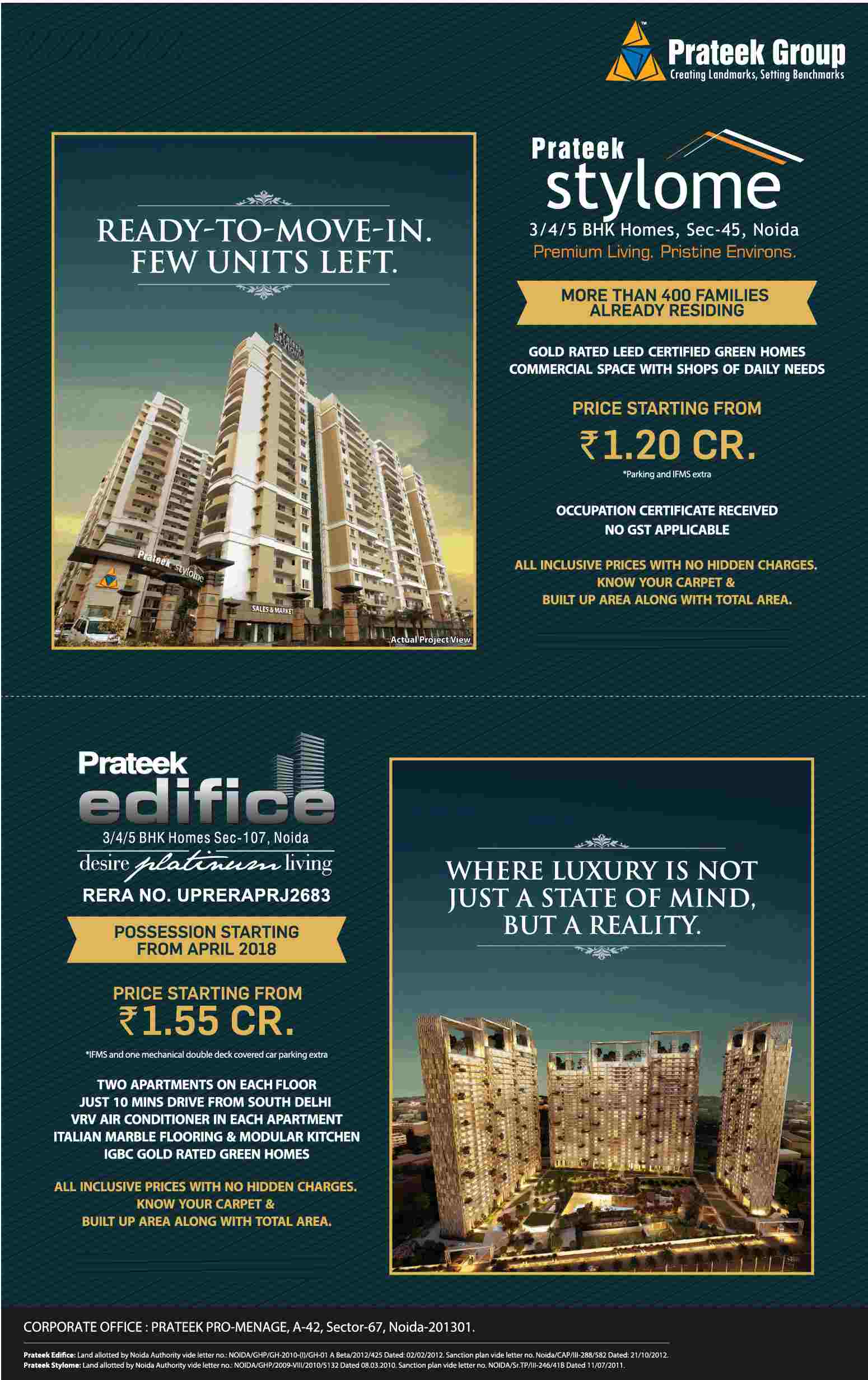 Invest in Prateek Properties & live a luxurious life in Noida Update